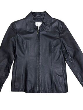 WORTHINGTON Leather Coat Designer Y2K Lined Business Casual Jacket Women Medium